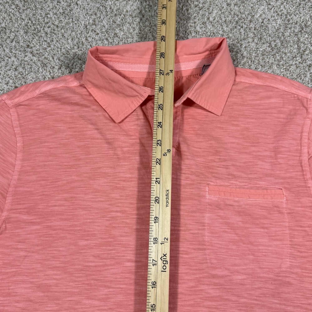 Tommy Bahama Mens Small‎ Coral Pink Slub Cotton Short Sleeve Pocket Polo Shirt - Picture 8 of 9